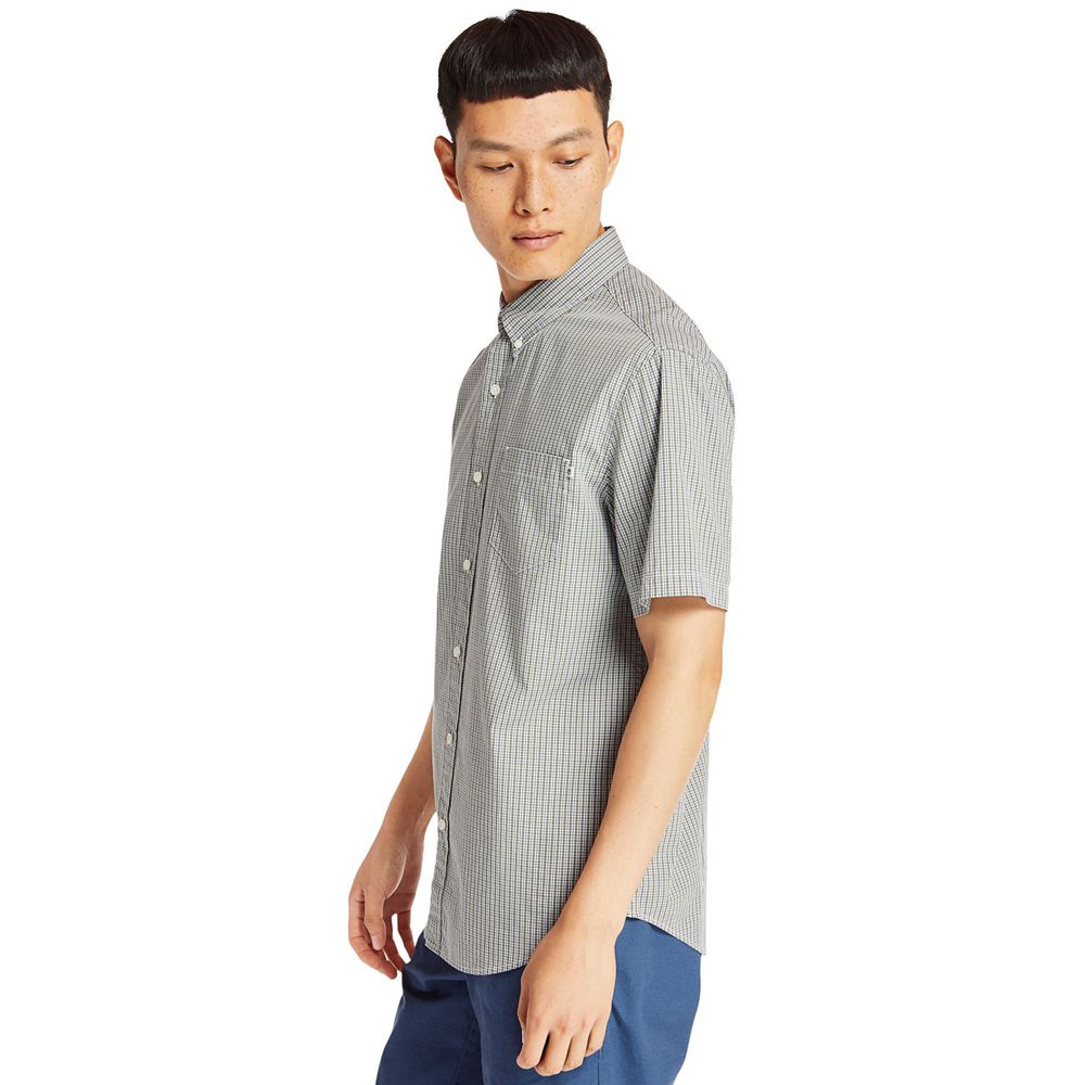 Timberland Mens Shirts Short-Sleeve Saco River Stretch - Grey - India IJ0685214